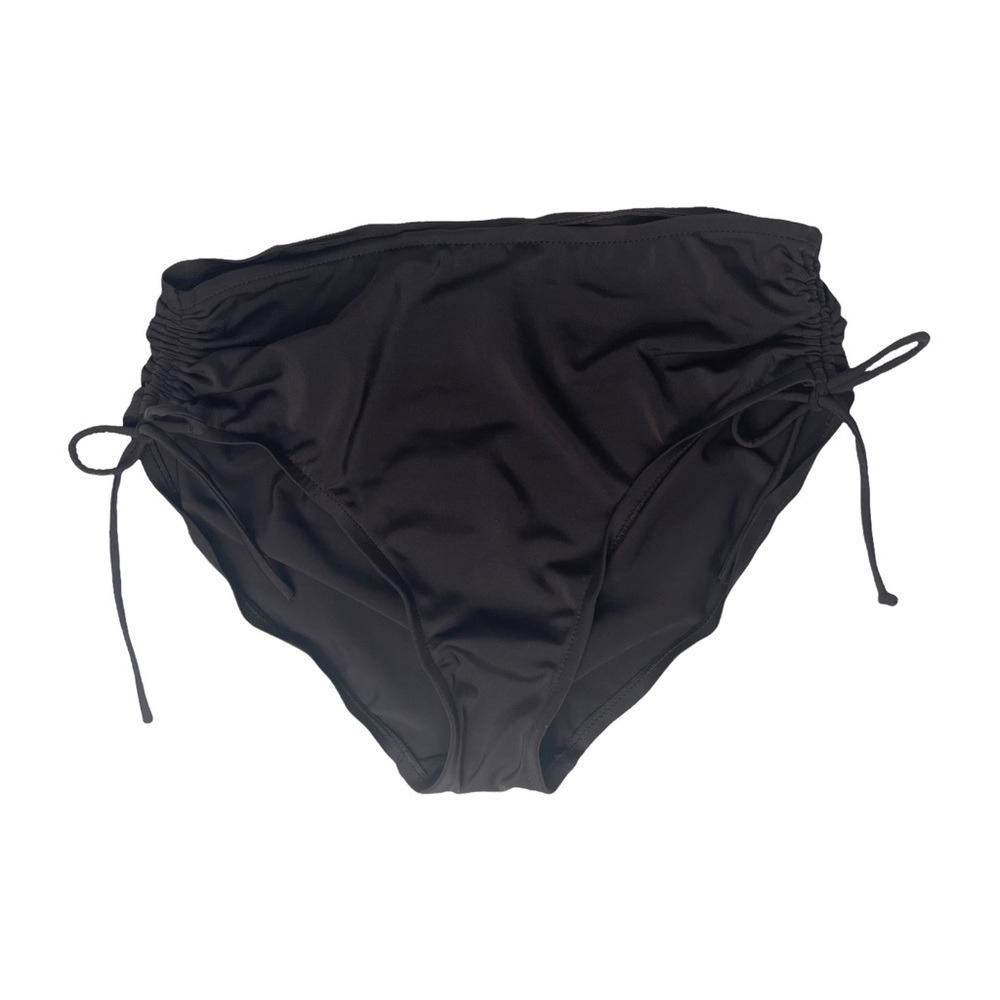 Brown Ruched High Waist Swim Bottoms Side Tie Bikini Beach Resort Size 12